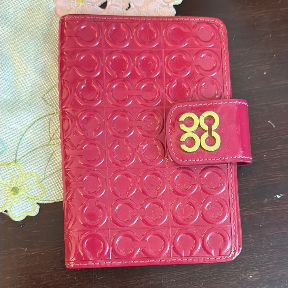 Coach Red-pink Wallet/check book